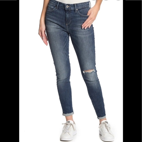 - NWT Lucky Brand Blue Ava Midrise Distress Jean Leggings skinny - Picture 1 of 9